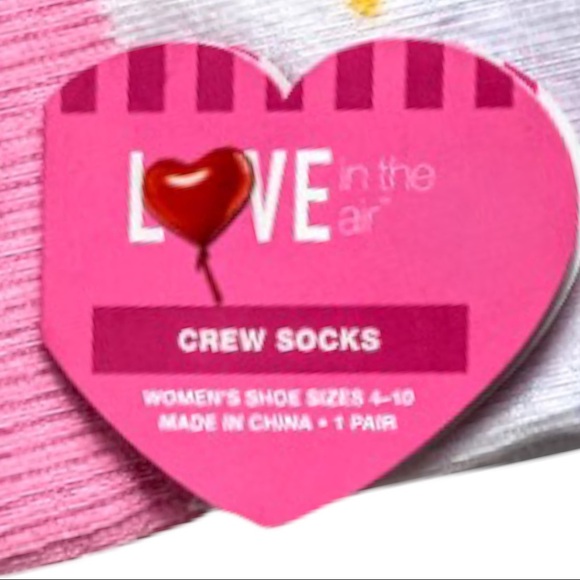 NWT Valentines Day Crew Socks - 2 Pairs - Picture 4 of 6